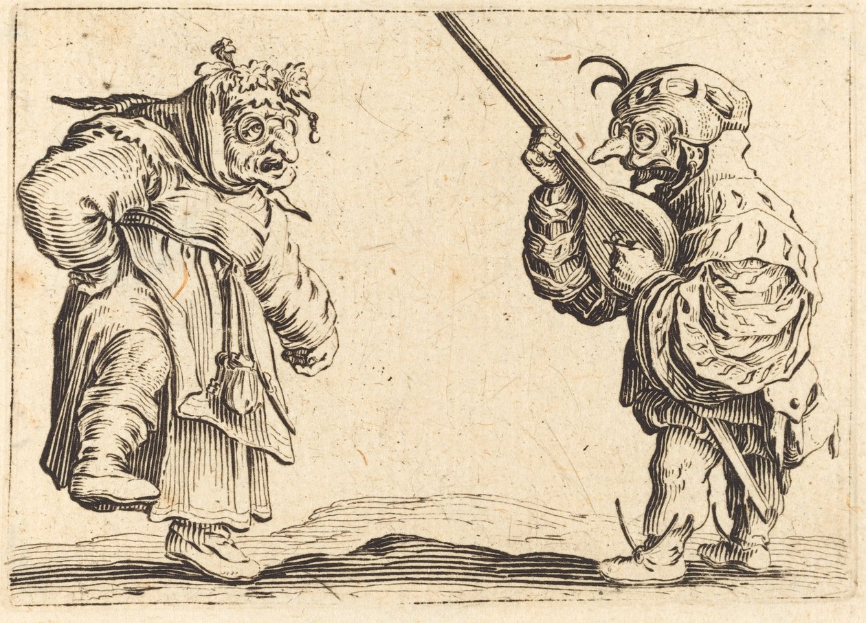 Dançarinos com alaúde, c. 1622. de Jacques Callot