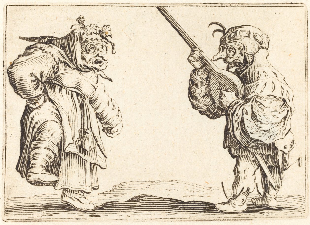 Dançarinos com alaúde, c. 1622. de Jacques Callot