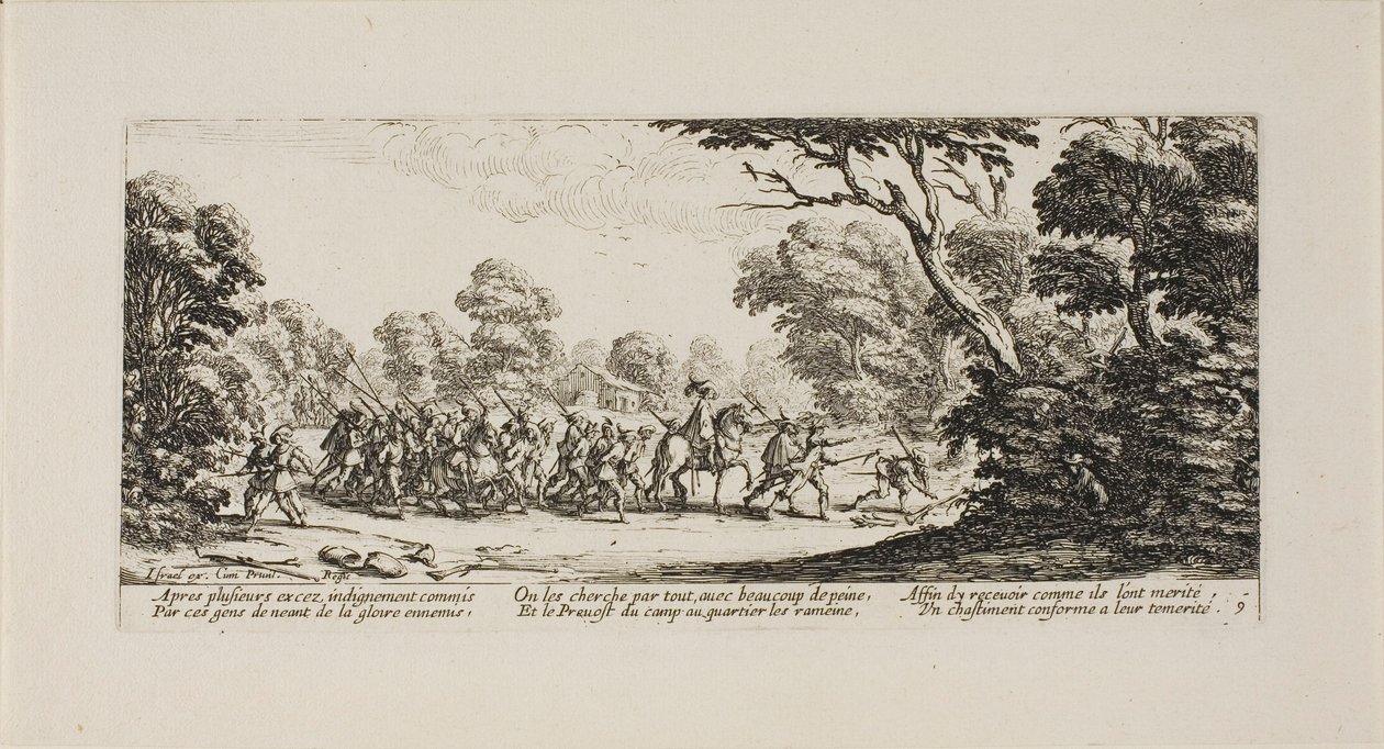 Descoberta dos soldados criminosos, placa nove de As misérias da guerra de Jacques Callot