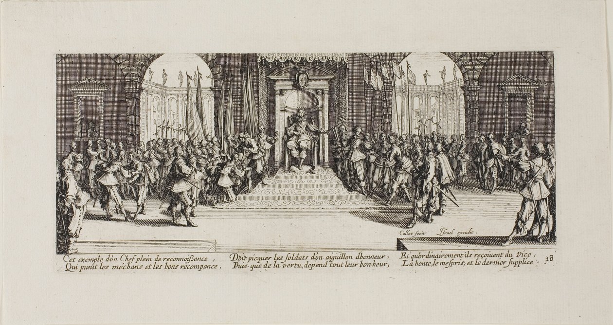 Distribuição de Recompensas, placa dezoito de The Miseries of War de Jacques Callot