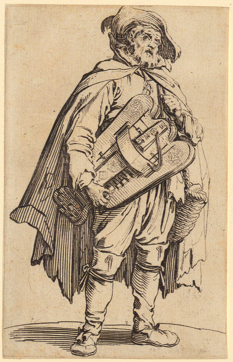 Tocador de sanfona, prancha 2 da série «Os Mendigos» de Jacques Callot