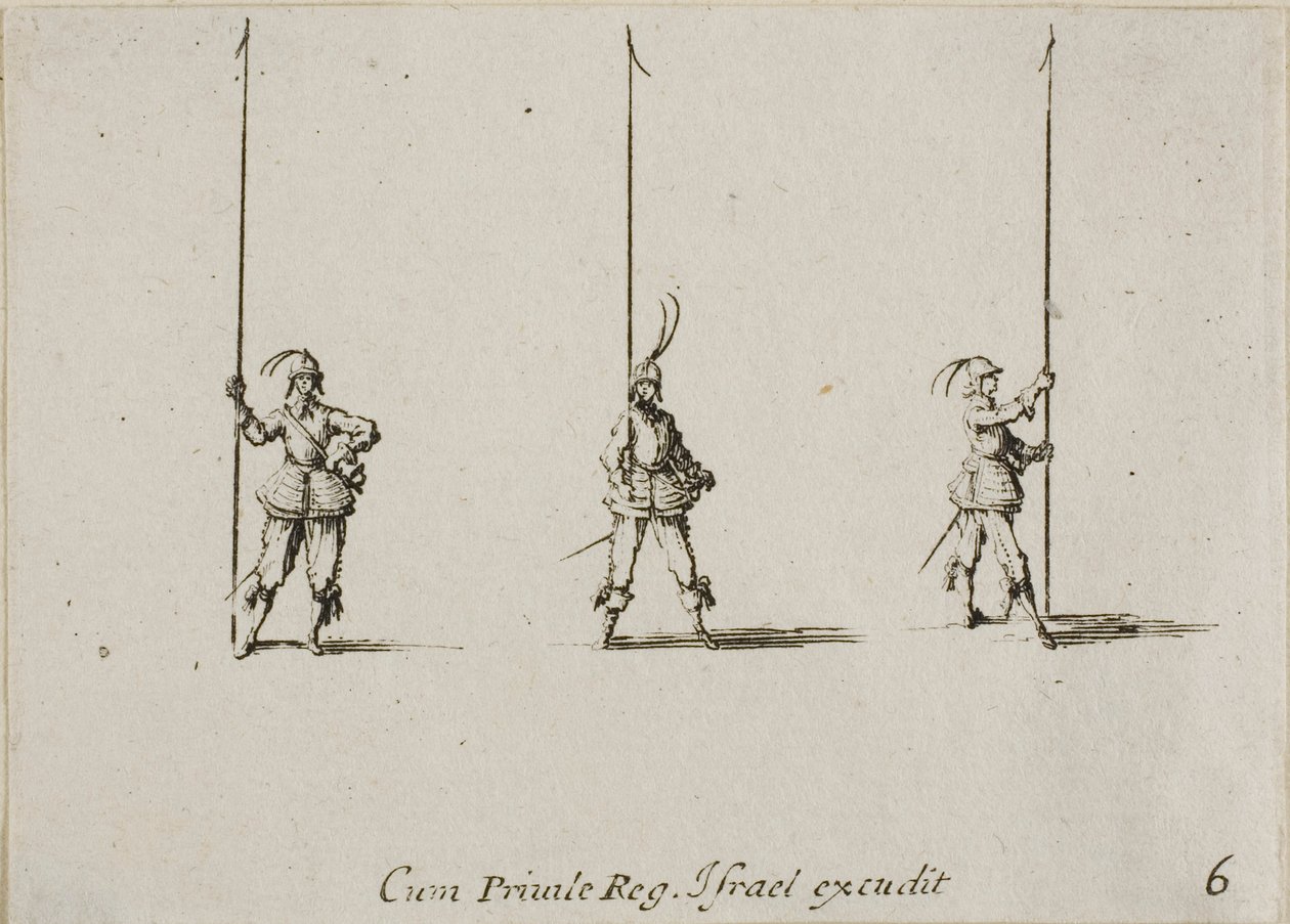 Drill with Raised Pike, placa seis dos Exercícios Militares de Jacques Callot