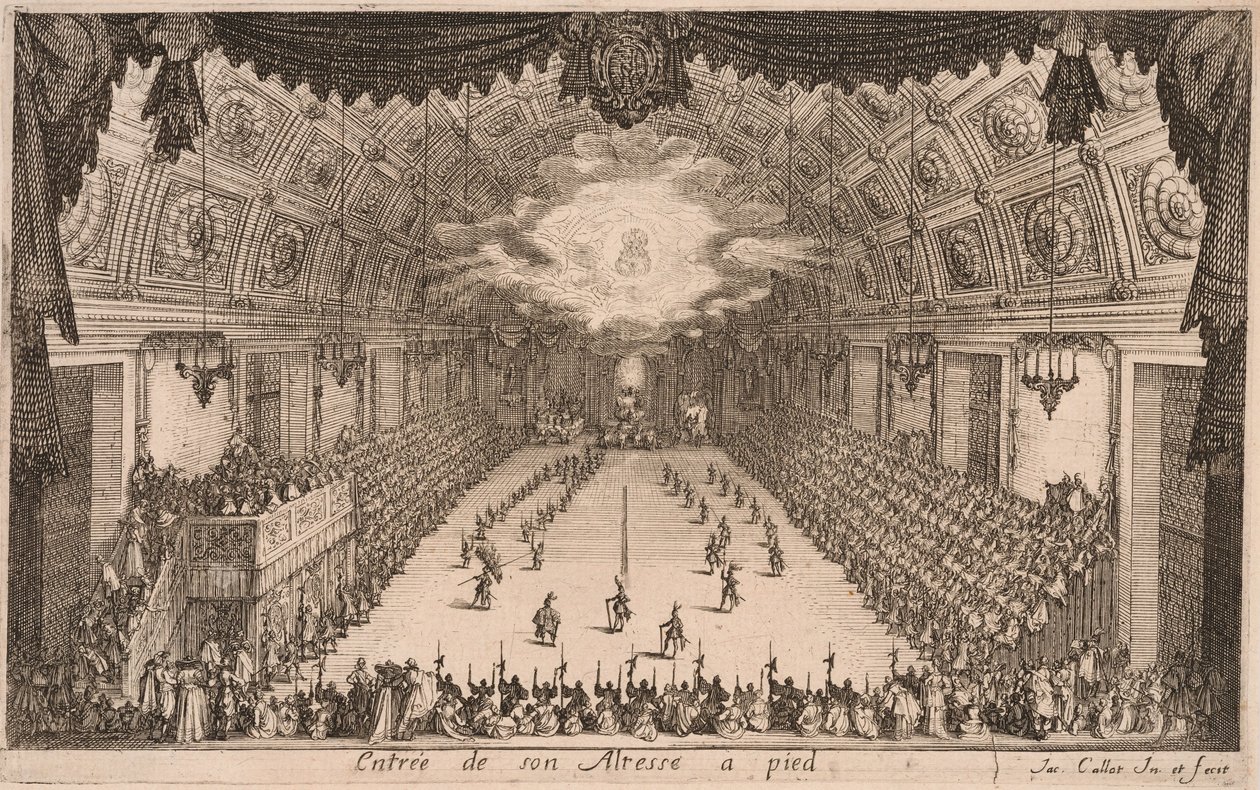 O duque Carlos IV chega a pé, de Combat à la Barrière de Jacques Callot