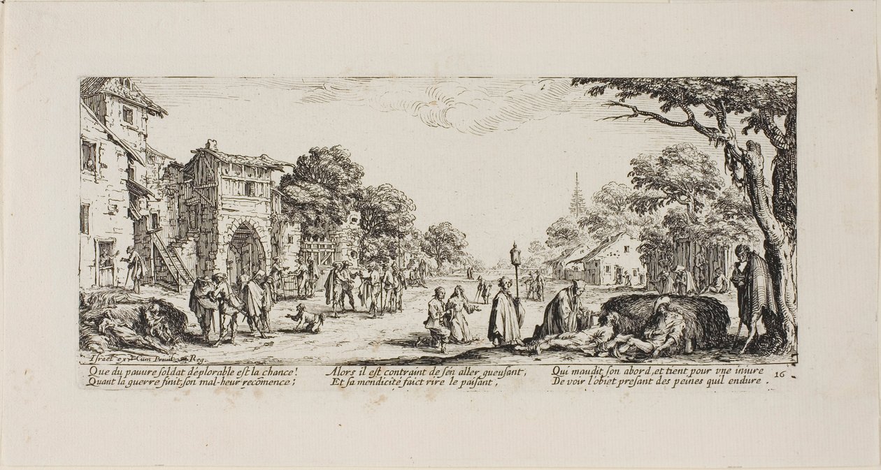 Soldados Moribundos à Beira da Estrada, placa dezesseis de The Miseries of War de Jacques Callot
