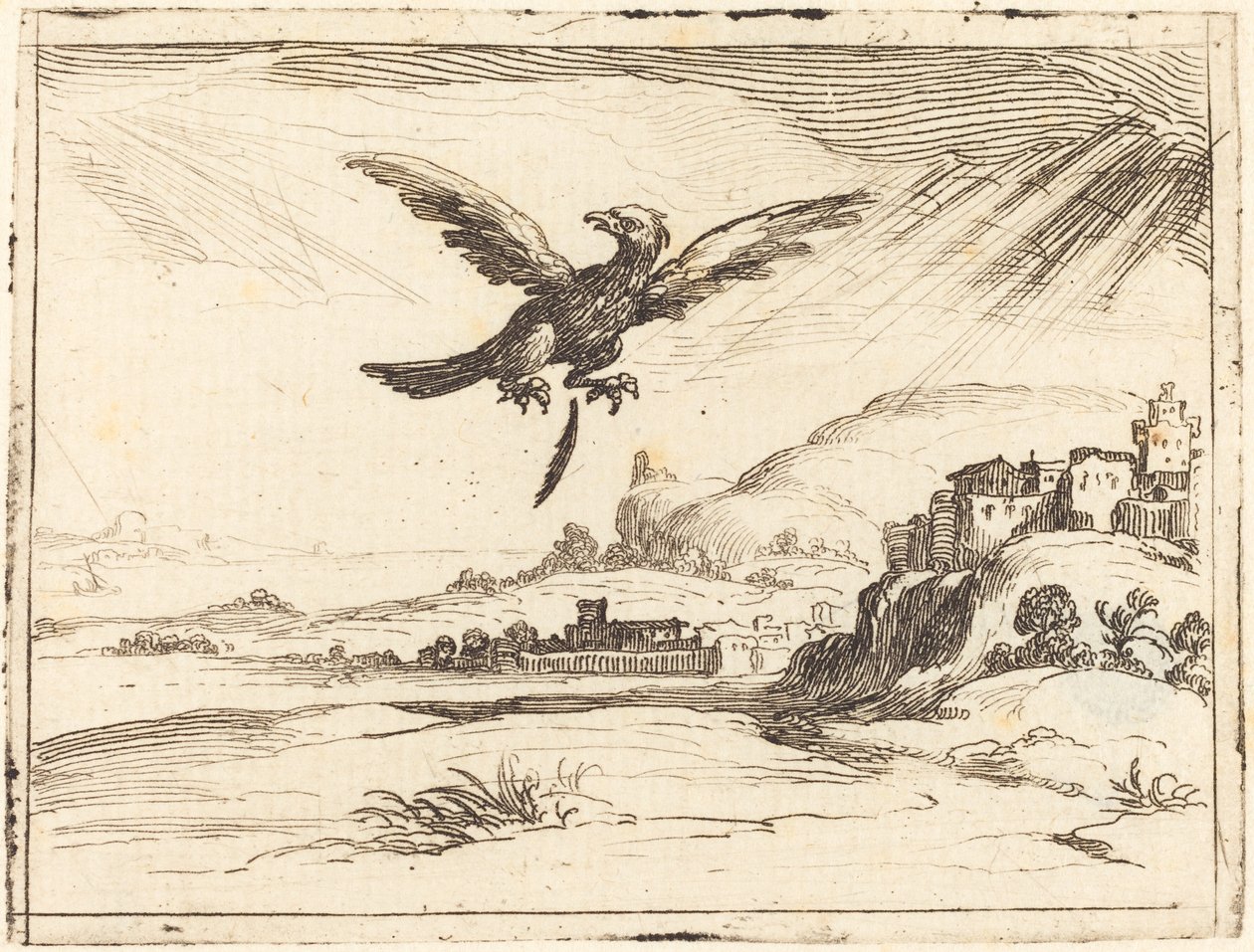 Águia perdendo uma pena velha de Jacques Callot