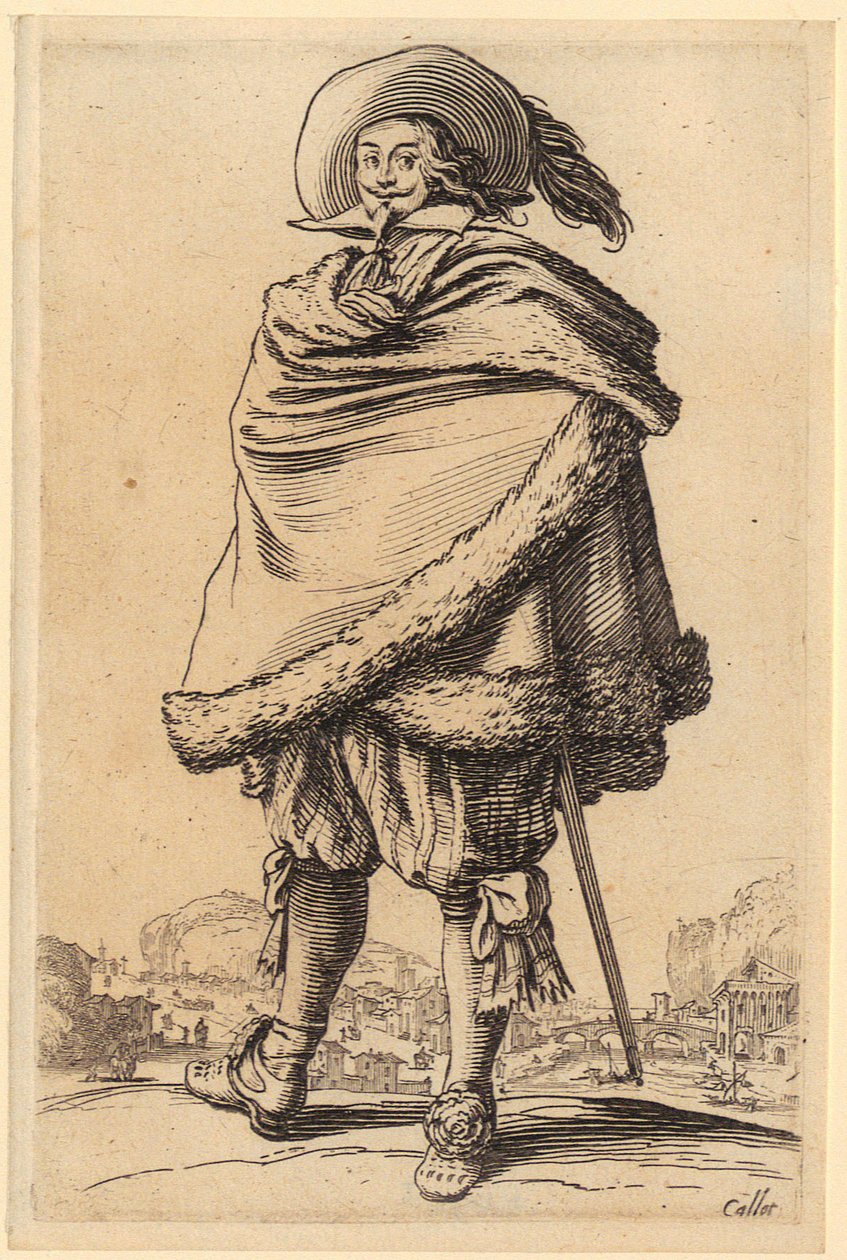 Fidalgo com capa guarnecida de pele, prancha 10 da série «A Nobreza» de Jacques Callot