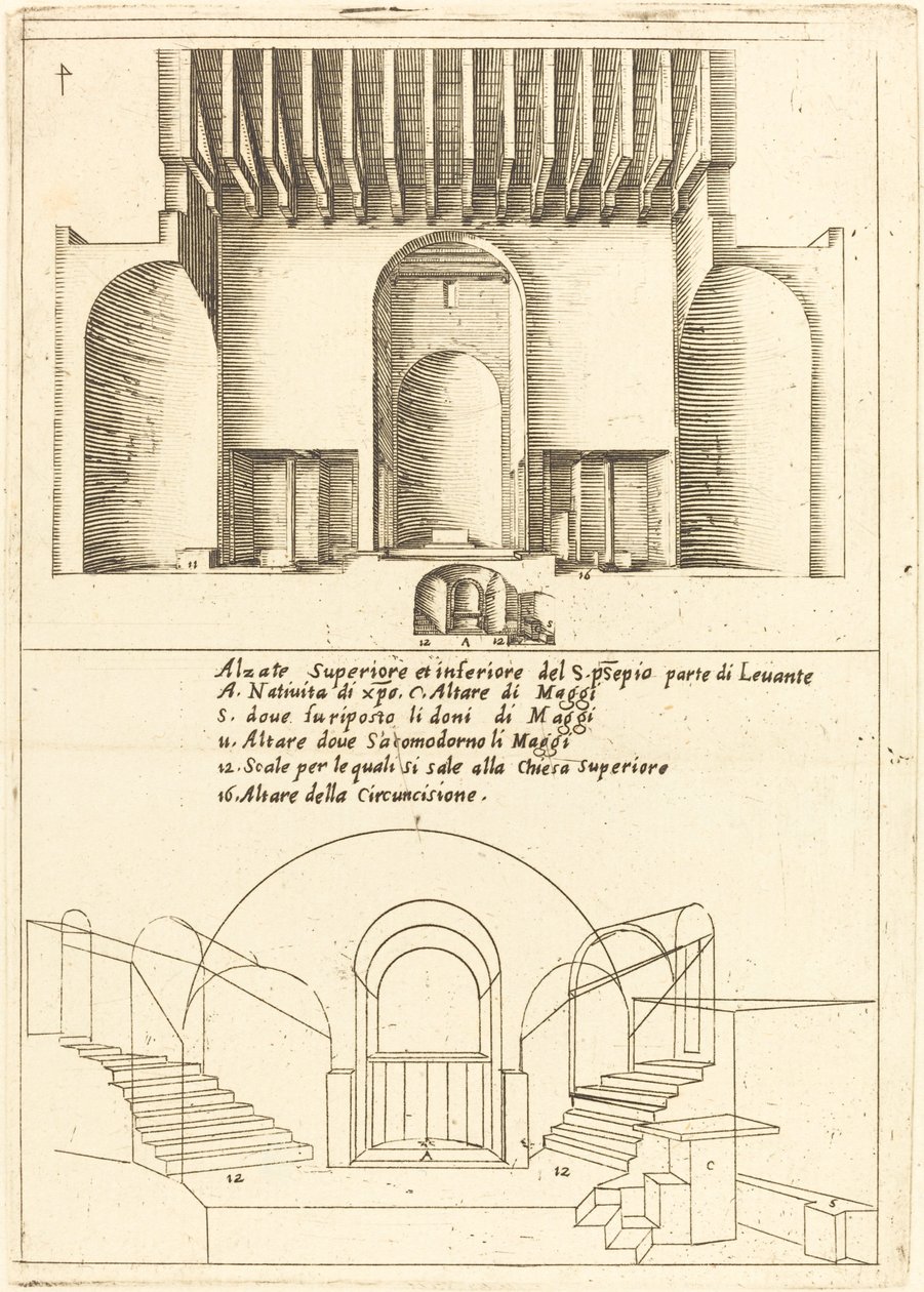 Elevação da Igreja da Santa Manjedoura, 1619. de Jacques Callot