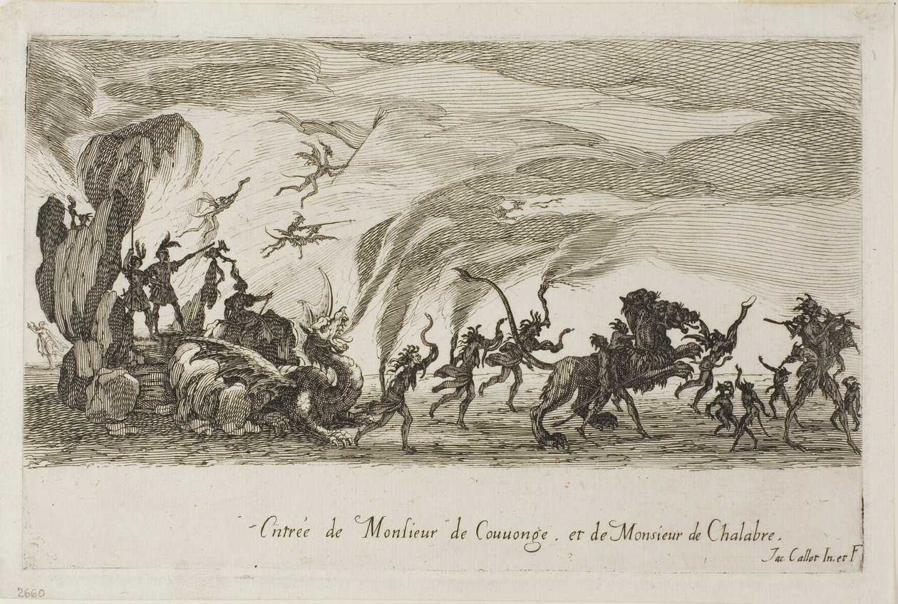 Entrada de M. de Couvonage e M. de Chalabre, de O Combate na Barreira de Jacques Callot