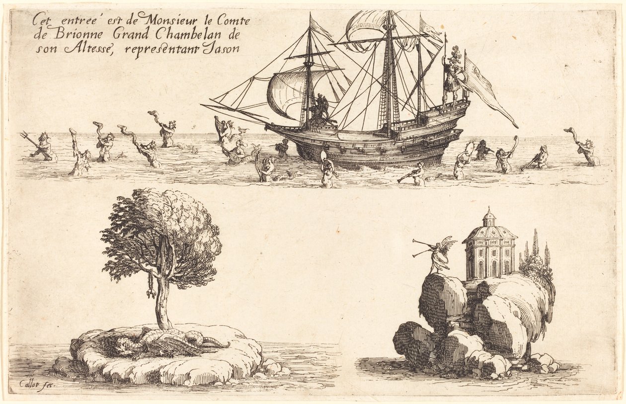 Entrada de M. le Comte de Brionne, Grande Camareiro de Sua Alteza,Representing Jason, 1627. de Jacques Callot