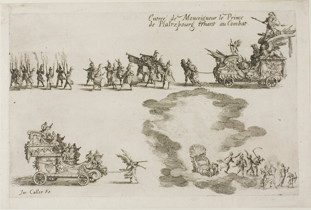 Entrada do Monsenhor Príncipe de Phalsbourg, Defensor no Combate, de O Combate na Barreira de Jacques Callot