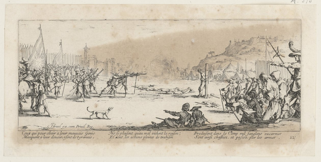 Fuzilamento, página 12 da série «Os horrores da guerra» de Jacques Callot