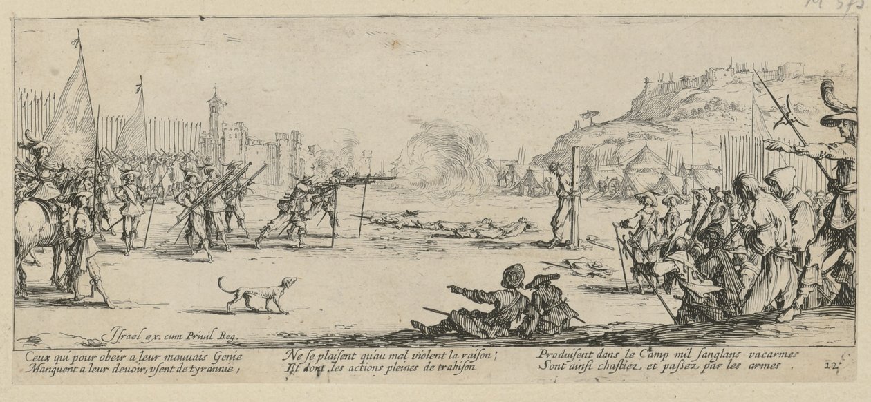 Fuzilamento, página 12 da série «Os horrores da guerra» de Jacques Callot
