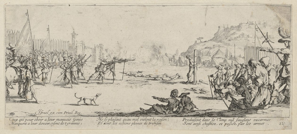 Fuzilamento, página 12 da série «Os horrores da guerra» de Jacques Callot