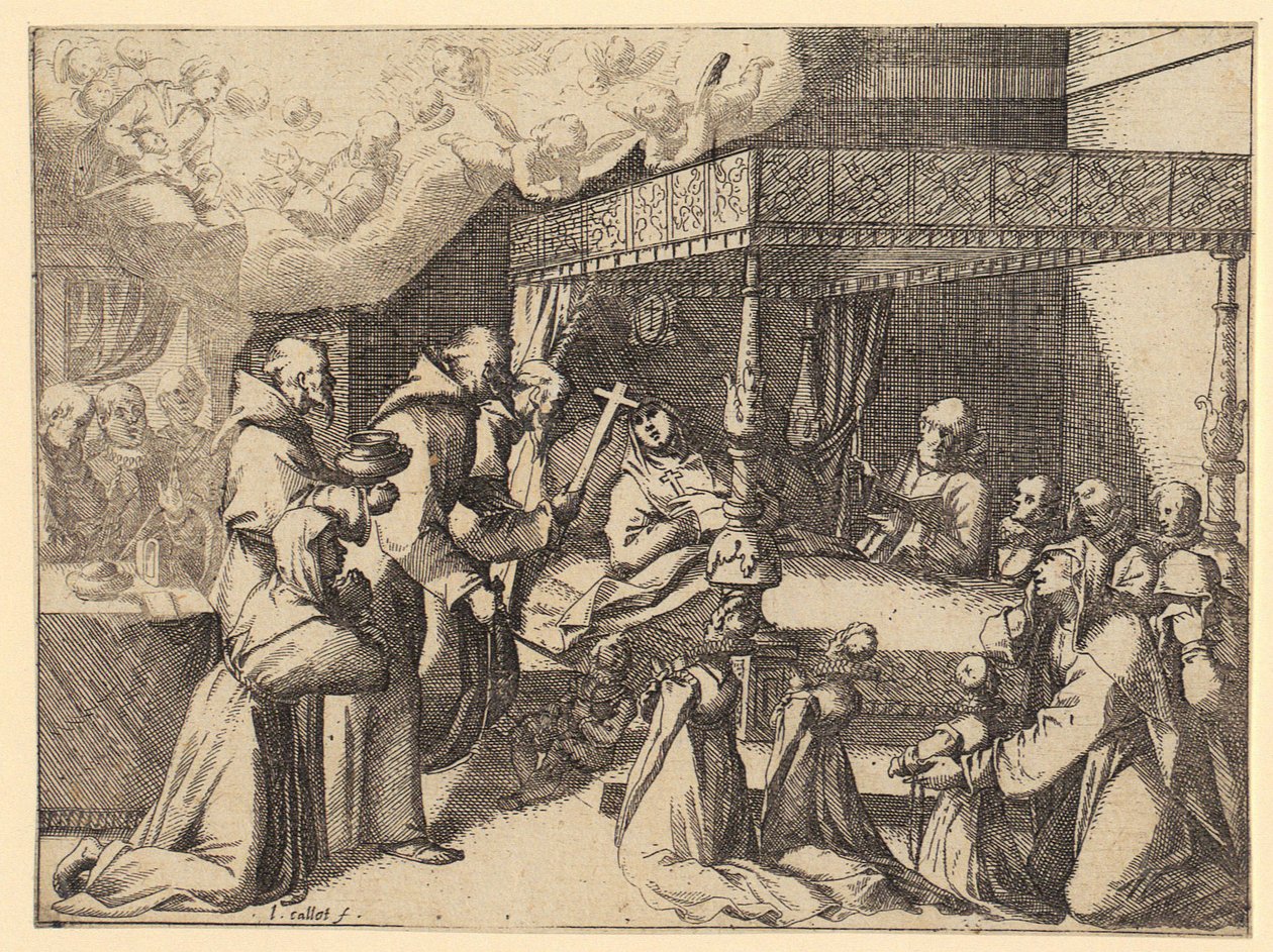 A arquiduquesa Margarethe na audiência papal, folha 5 da série «Requiem pela Rainha de Espanha» de Jacques Callot