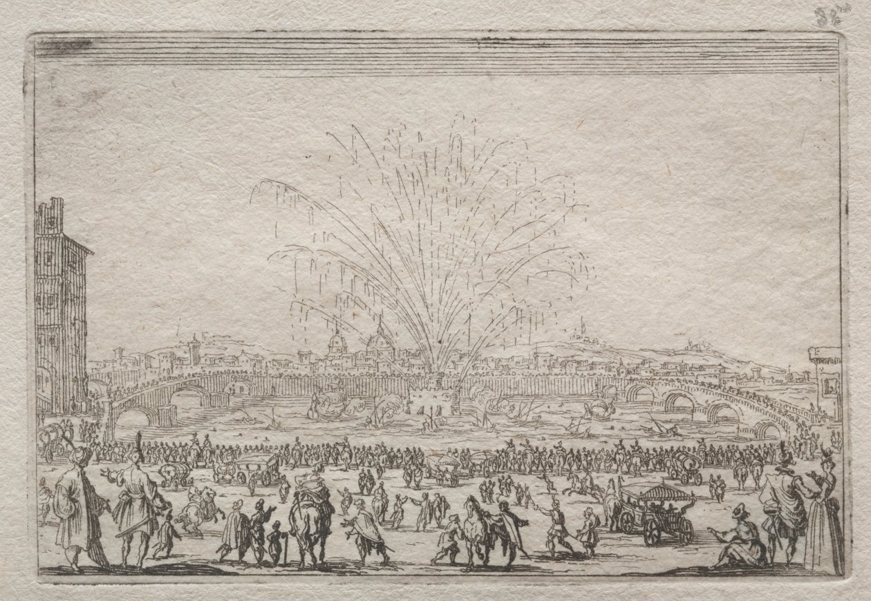Fogos de artifício no Arno de Jacques Callot