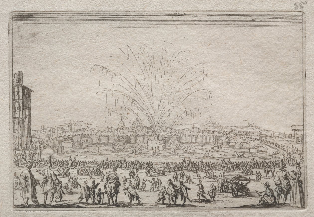 Fogos de artifício no Arno, c. 1622 de Jacques Callot