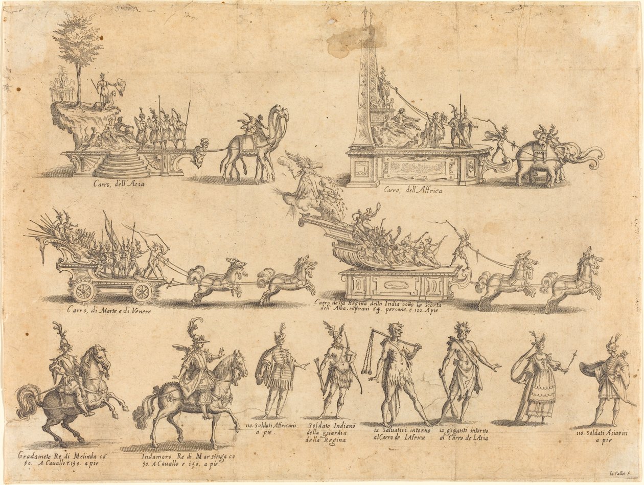 Carros alegóricos e participantes de Jacques Callot