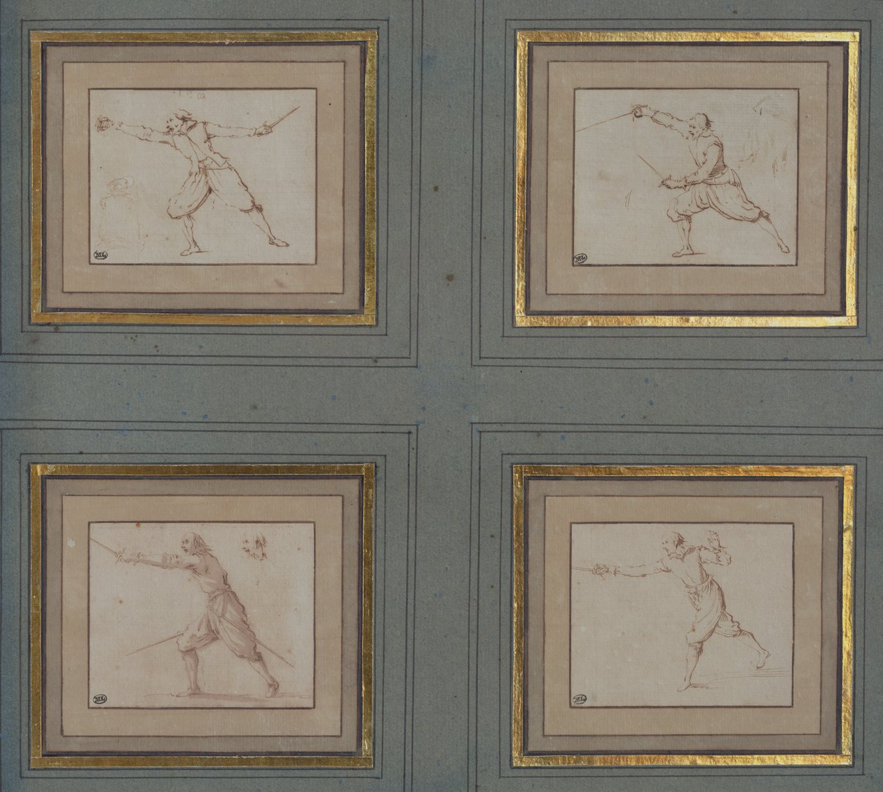 Quatro estudos de um esgrimista, 1766-69 de Jacques Callot