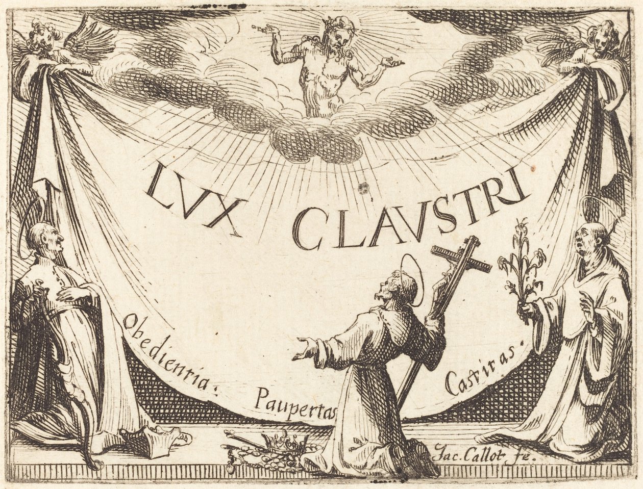 Frontispício para "A Luz do Claustro" de Jacques Callot