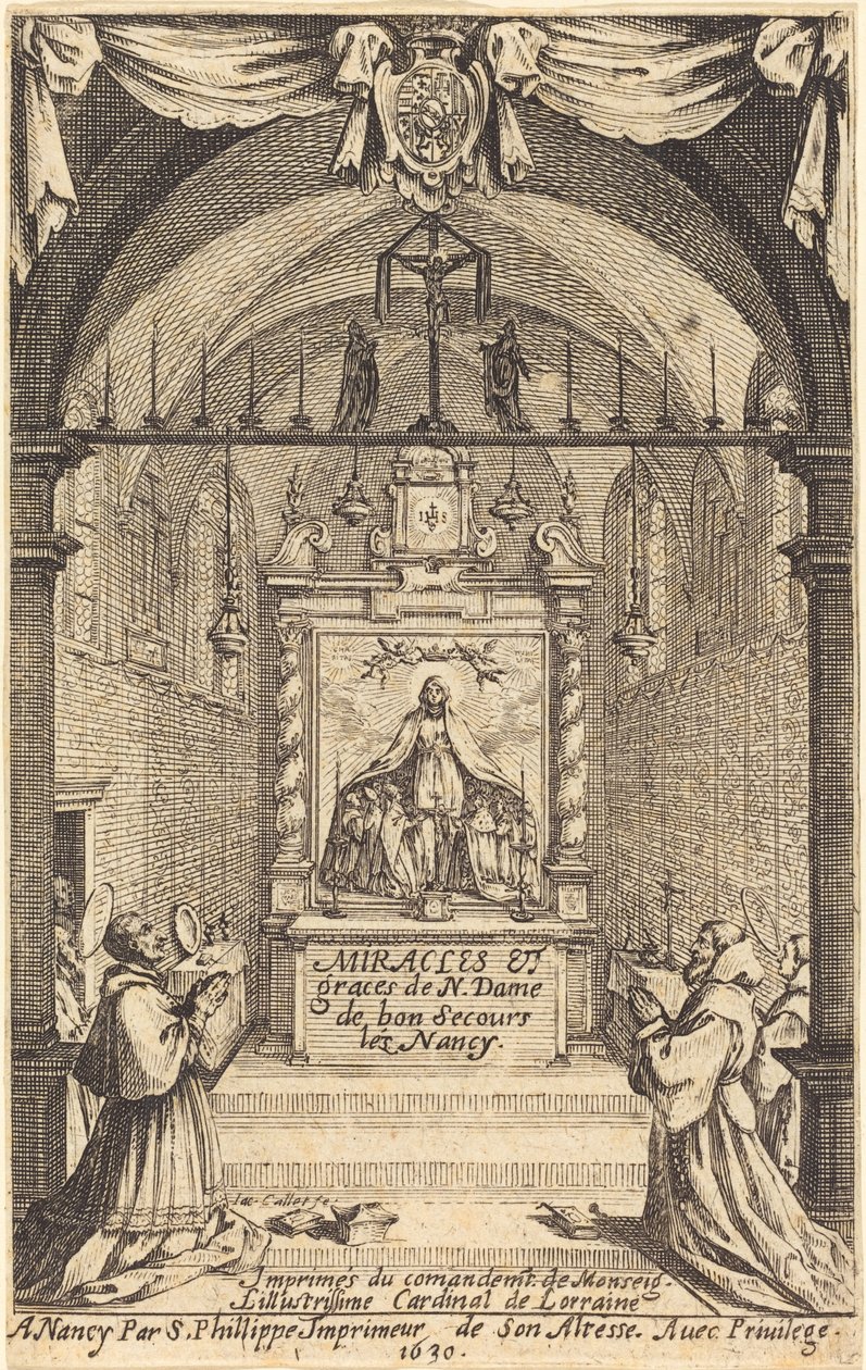 Frontispício para os Milagres e Graças de Nossa Senhora de "Bon-Secours-les-Nancy" de Jacques Callot