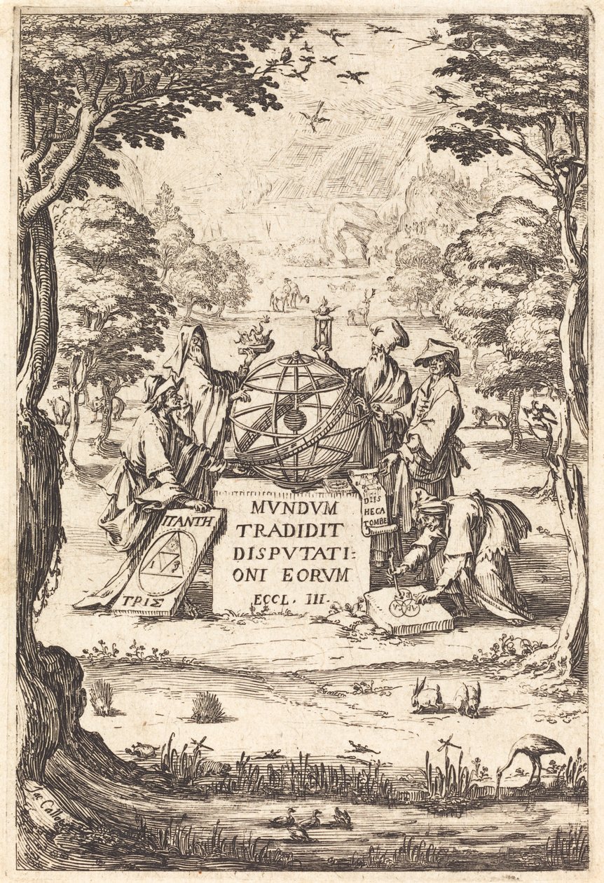 Frontispício para a Cosmologia Sagrada (Título com Astrólogos) de Jacques Callot