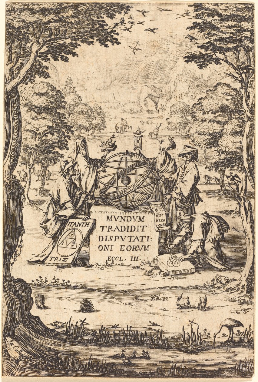 Frontispício para a Cosmologia Sagrada (Título com Astrólogos) de Jacques Callot