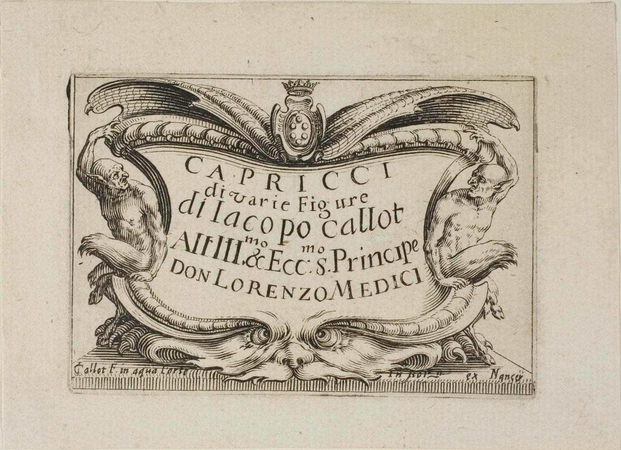 Frontispício, de Caprichos de várias figuras (Os Caprichos) - O Conjunto de Nancy de Jacques Callot