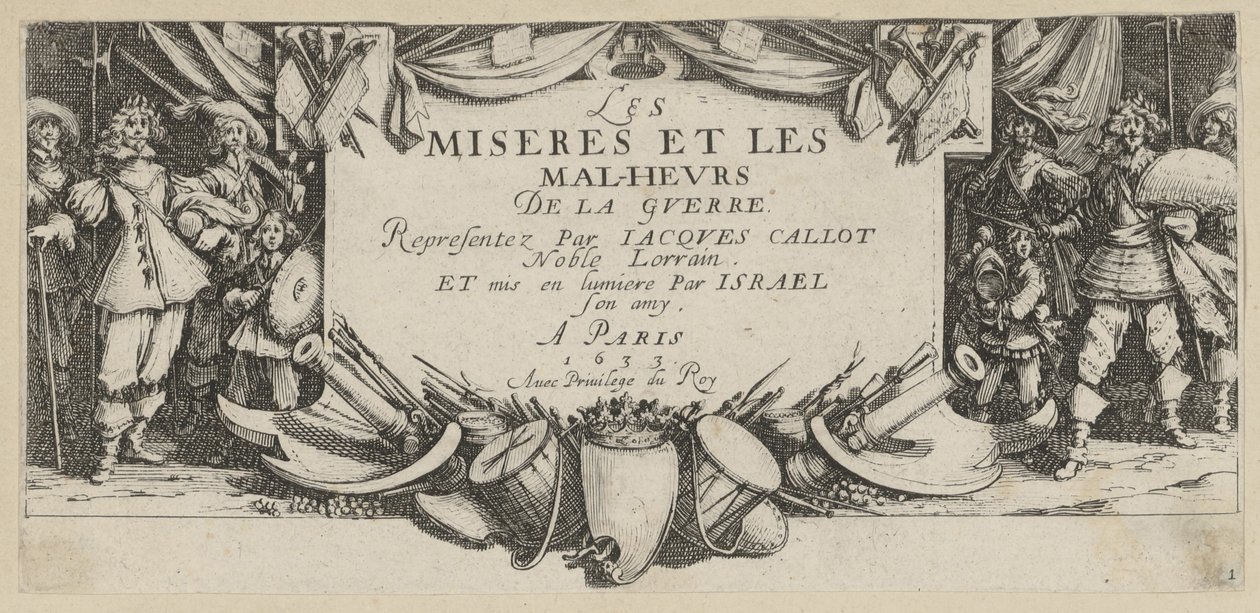 Frontispício, folha 1 da série «Os horrores da guerra» de Jacques Callot