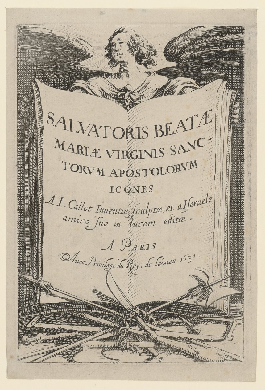 Frontispício, folha 1 da série «Jesus, os doze apóstolos e Maria» de Jacques Callot