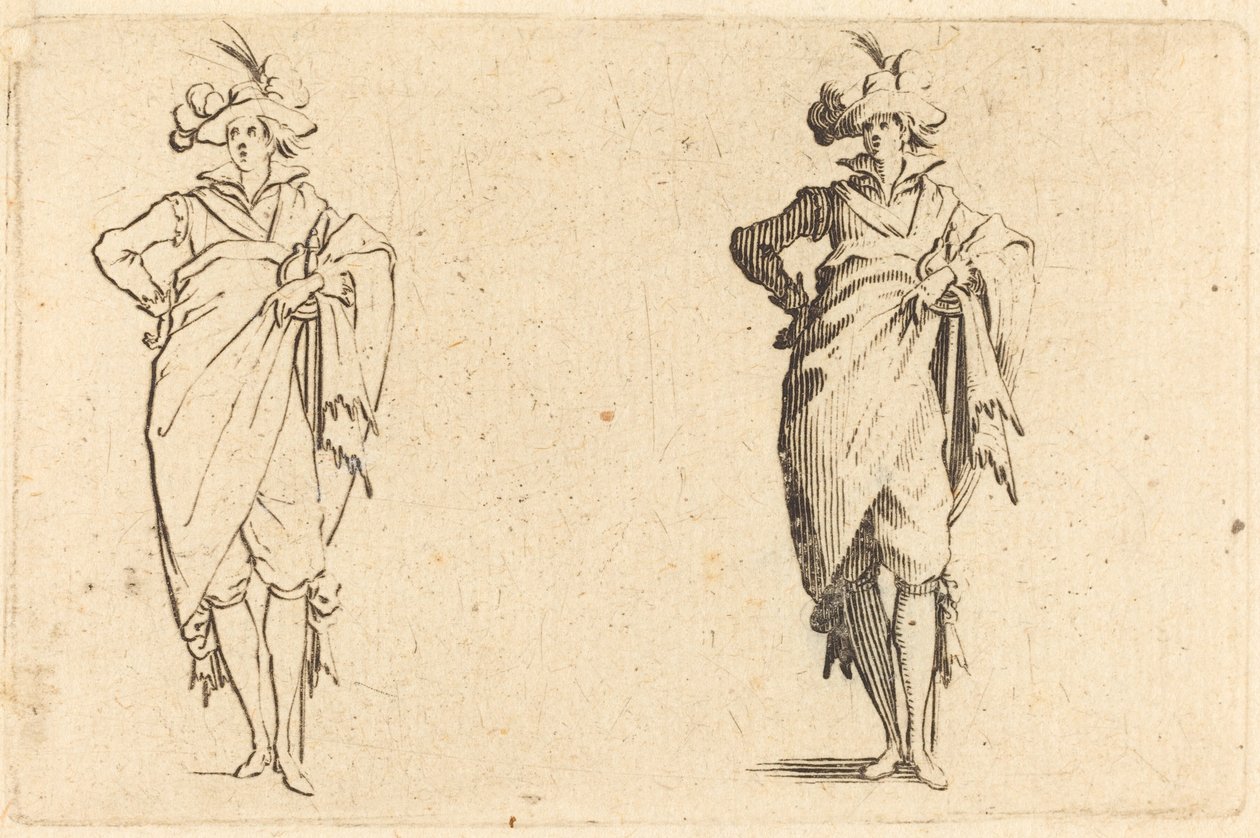 Cavalheiro visto de frente com a mão no quadril, c. 1622. de Jacques Callot