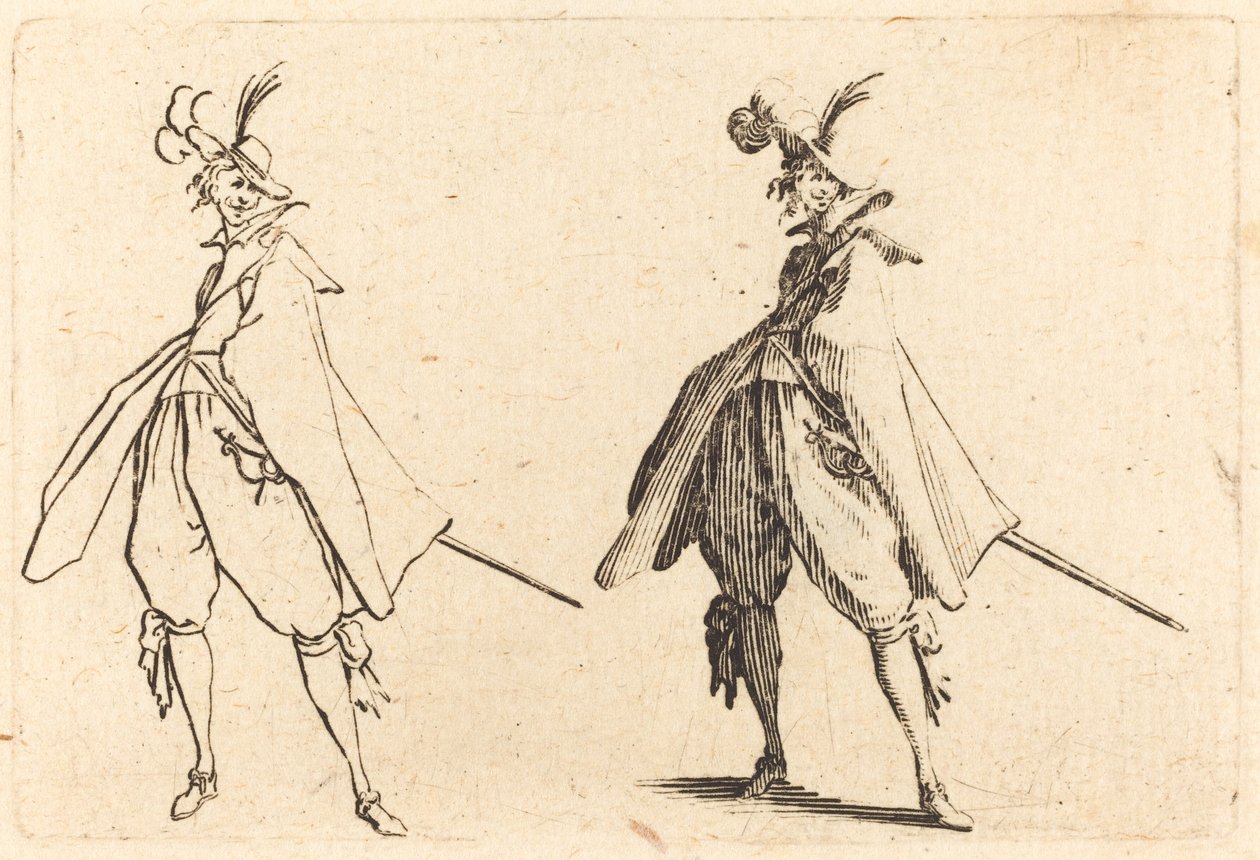 Cavalheiro no manto grande, vista frontal de Jacques Callot