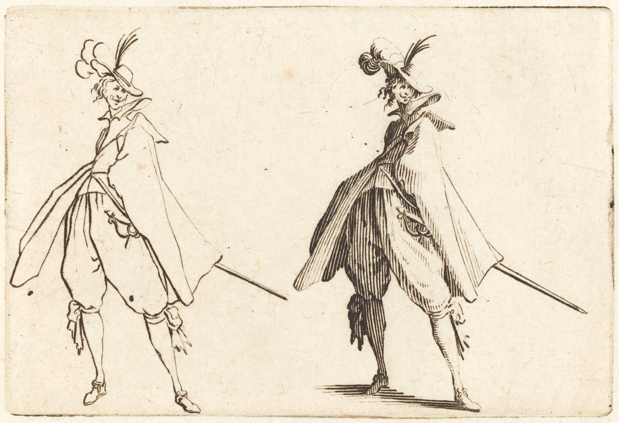 Cavalheiro no manto grande, vista frontal de Jacques Callot