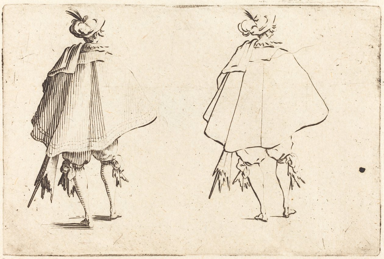 Cavalheiro em manto grande, visto de trás de Jacques Callot