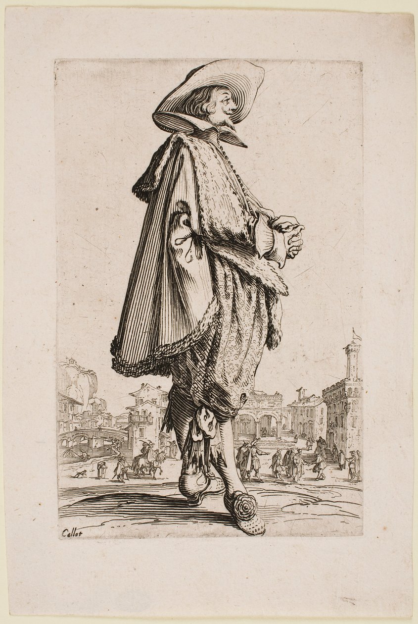 Cavalheiro com as Mãos Apertadas, da série "A Nobreza de Lorena". de Jacques Callot