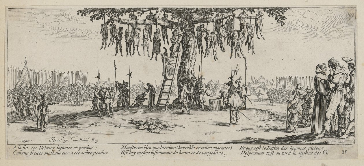 Enforcamento, folha 11 da série «Os horrores da guerra» de Jacques Callot