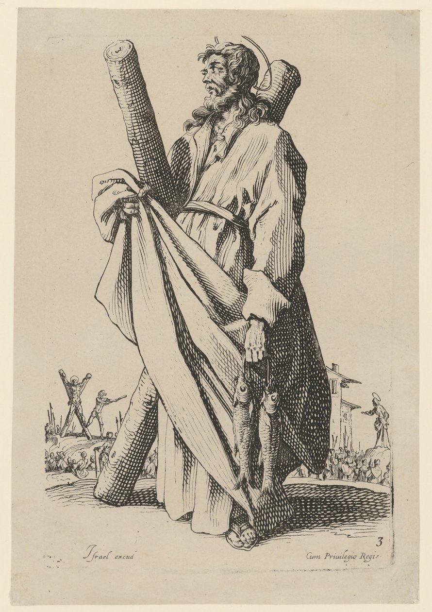 São André, folha 6 da série «Jesus, os doze apóstolos e Maria» de Jacques Callot