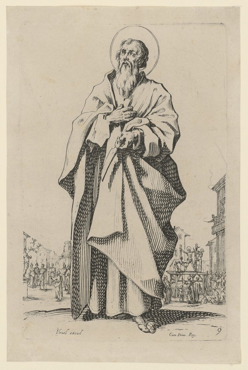 São Bartolomeu, estampa 12 da série «Jesus, os doze apóstolos e Maria» de Jacques Callot
