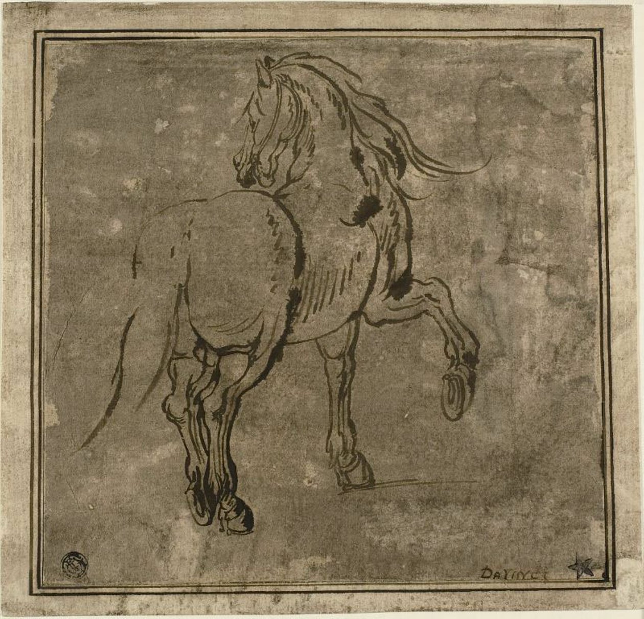 Cavalo, visto a três quartos da retaguarda de Jacques Callot