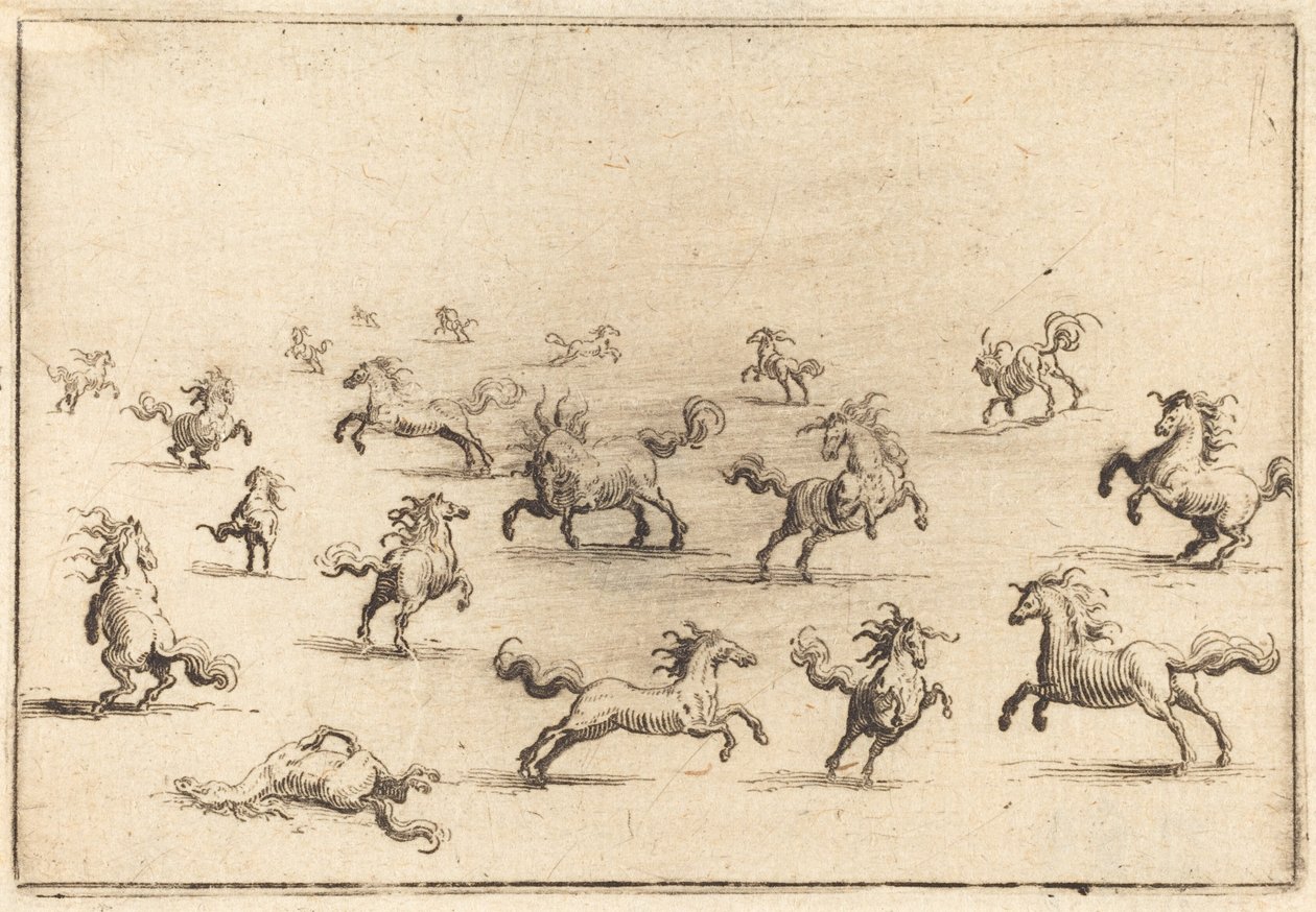 Cavalos correndo de Jacques Callot