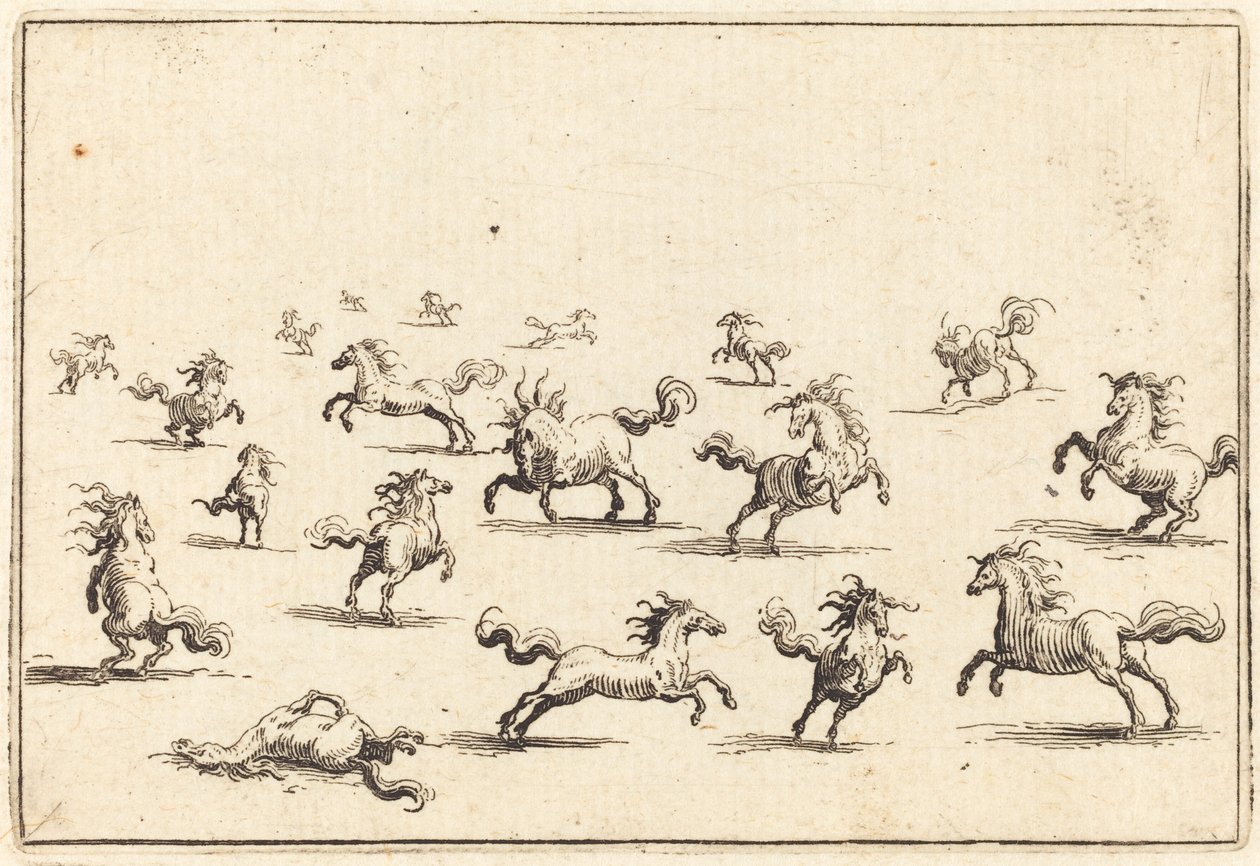 Cavalos correndo de Jacques Callot