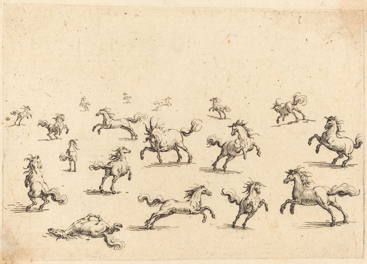 Cavalos correndo de Jacques Callot