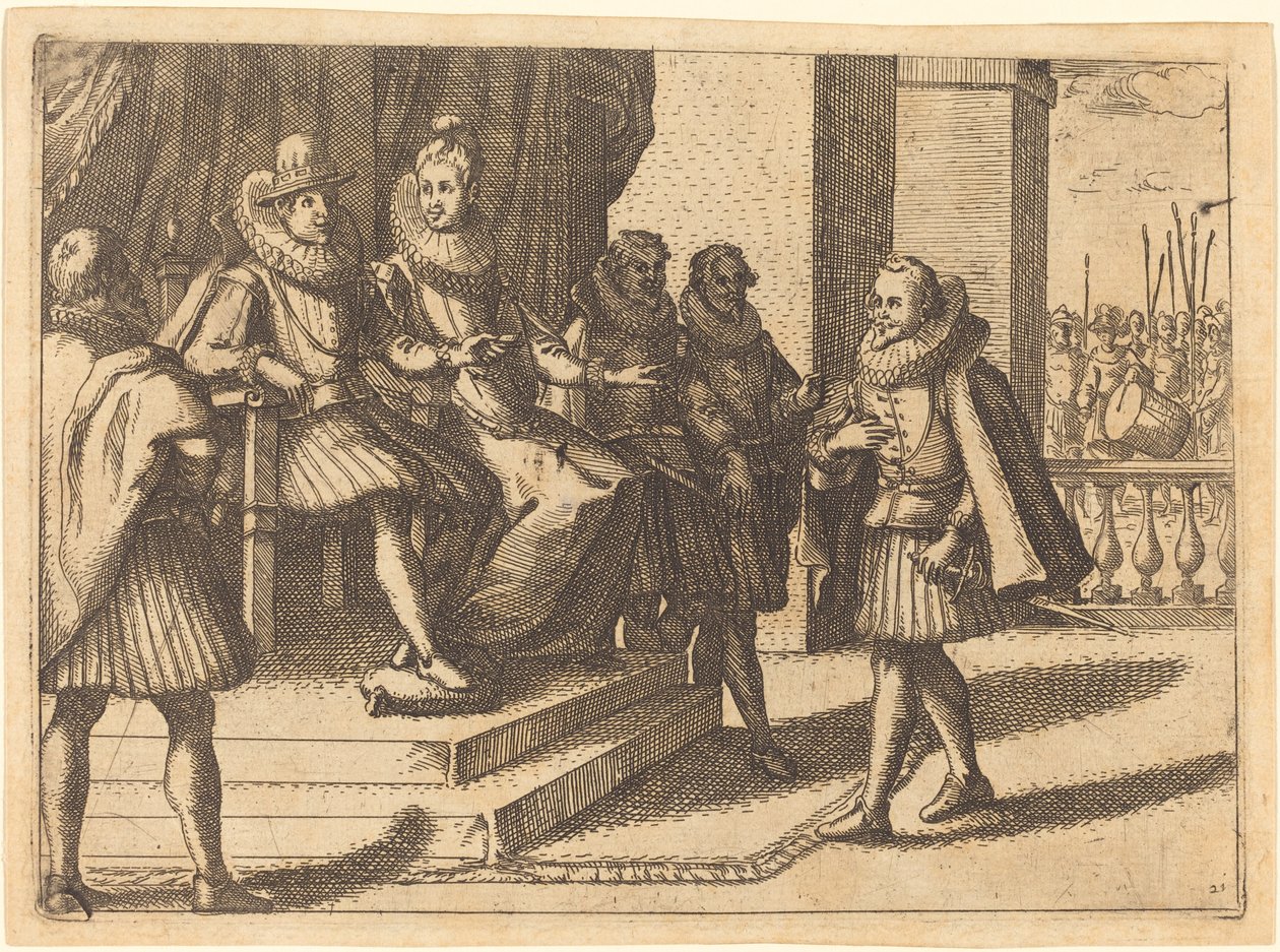 Rei e Rainha em Consulta sobre os Turcos de Jacques Callot