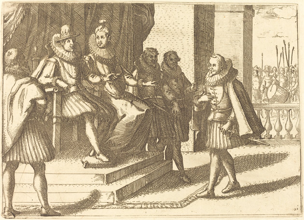 Rei e Rainha em Consulta sobre os Turcos de Jacques Callot