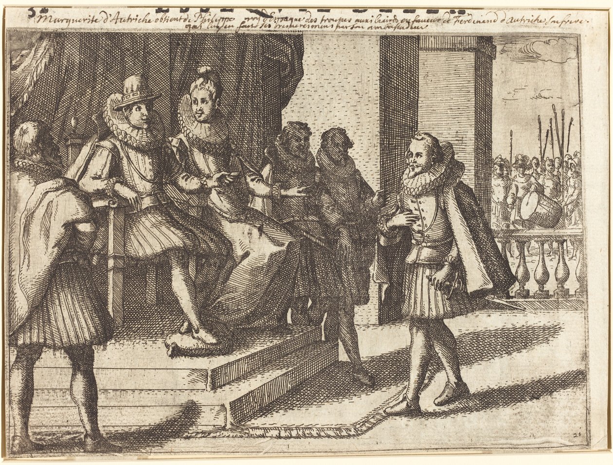 Rei e Rainha em Consulta sobre os Turcos [reto] de Jacques Callot