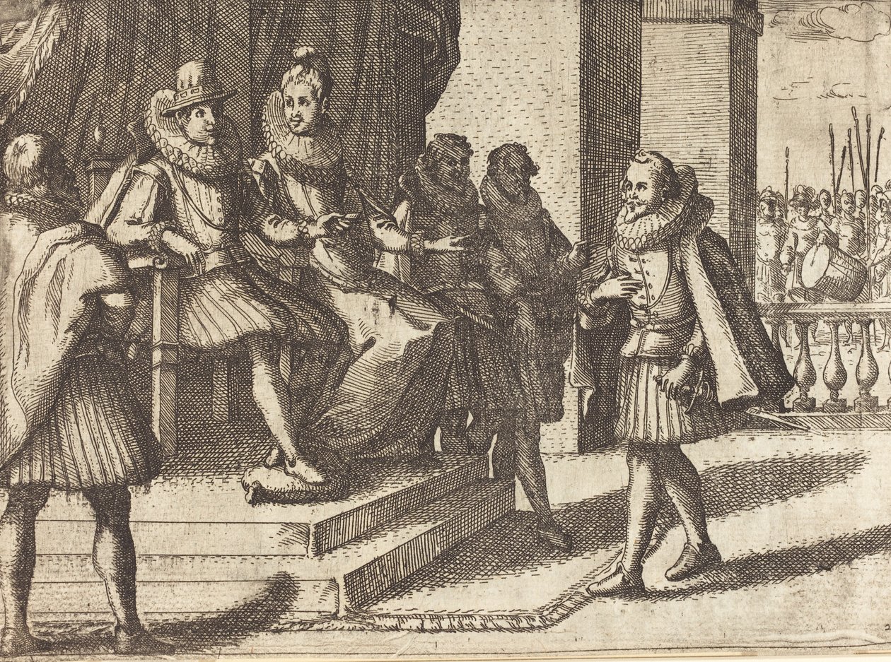Rei e Rainha em Consulta sobre os Turcos [reto], 1612. de Jacques Callot