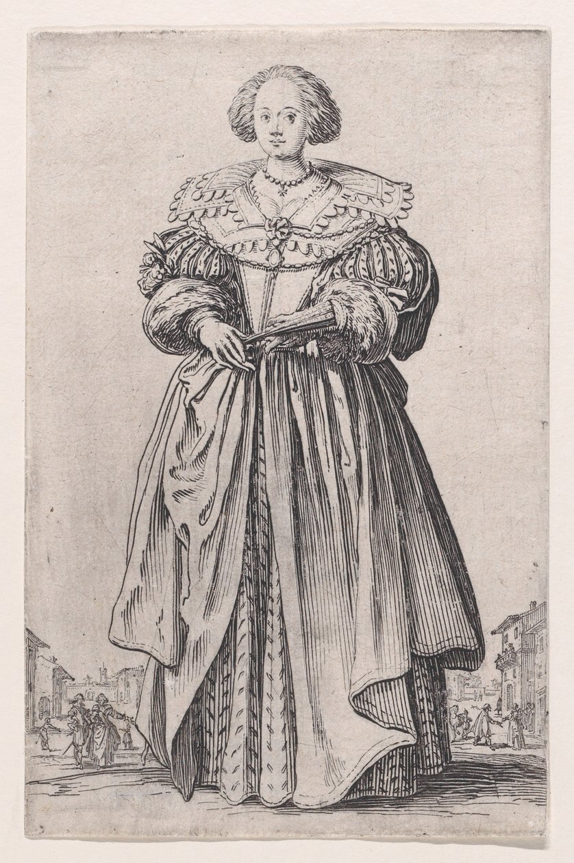 A dama com leque, de «A nobreza» de Jacques Callot