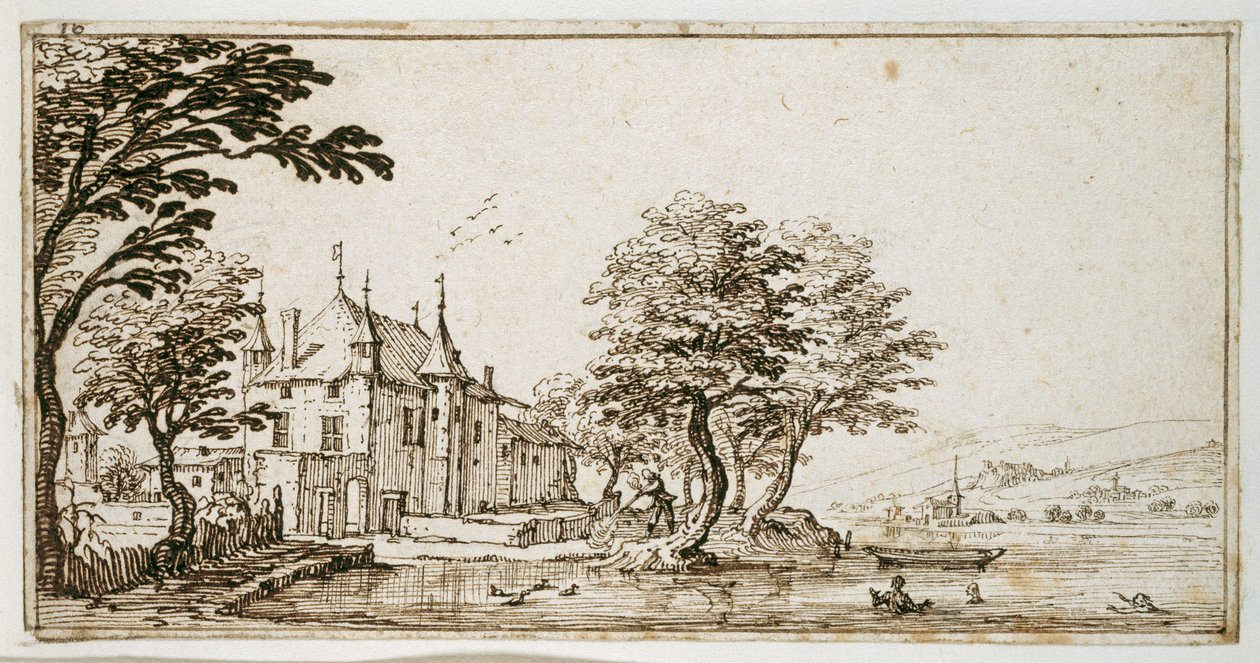 La Vieille Malgrange (caneta e tinta castanha sobre papel) de Jacques Callot