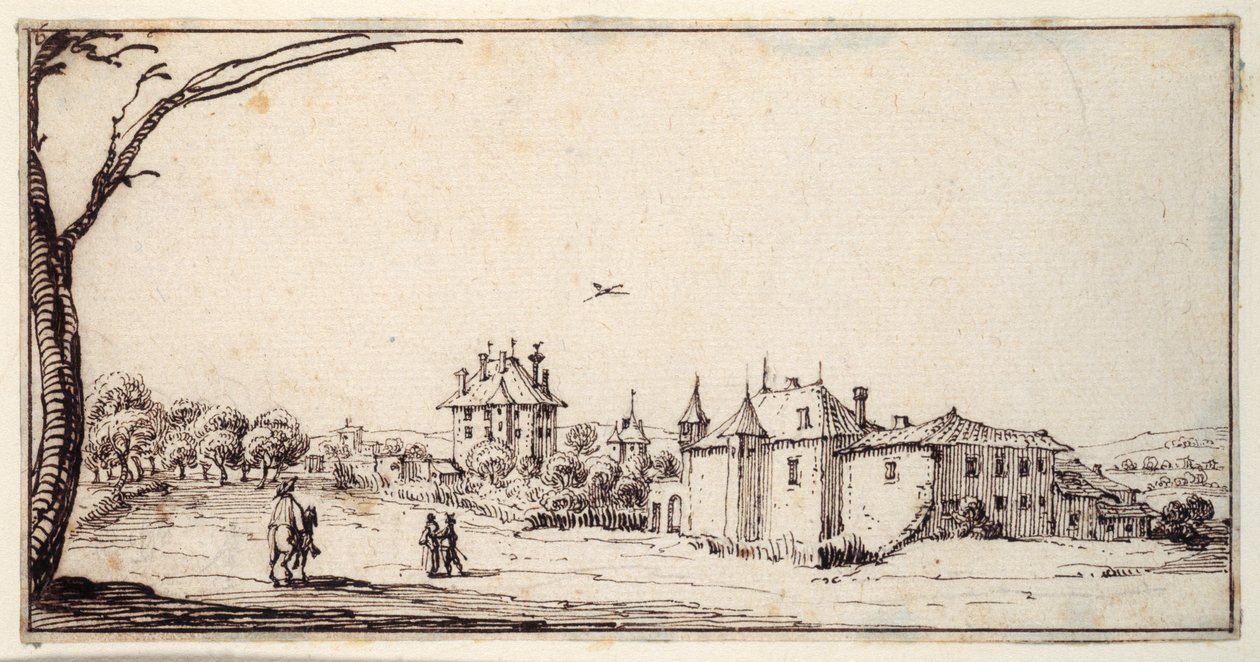 La Vieille et la Neuve Malgrange (caneta e tinta castanha sobre papel) de Jacques Callot