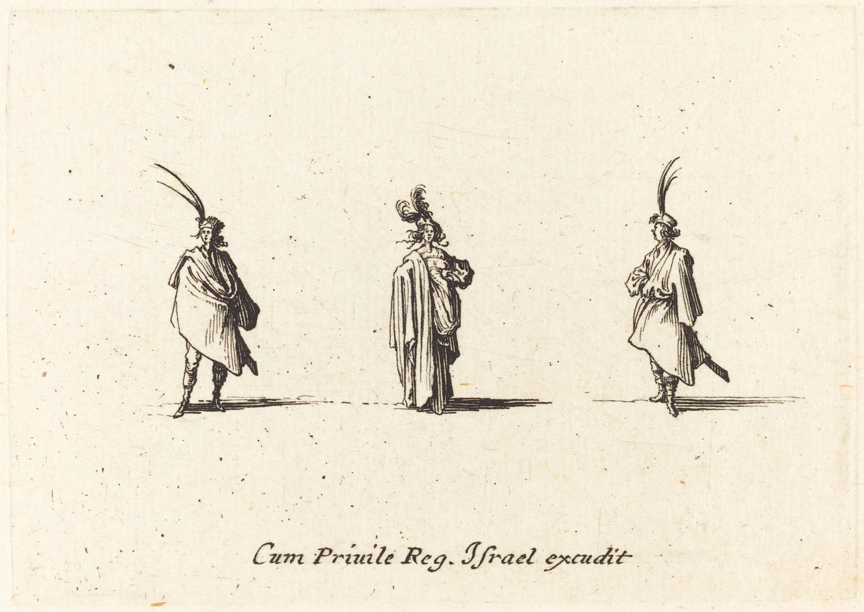 Dama de Manto Longo e Dois Cavalheiros de Jacques Callot