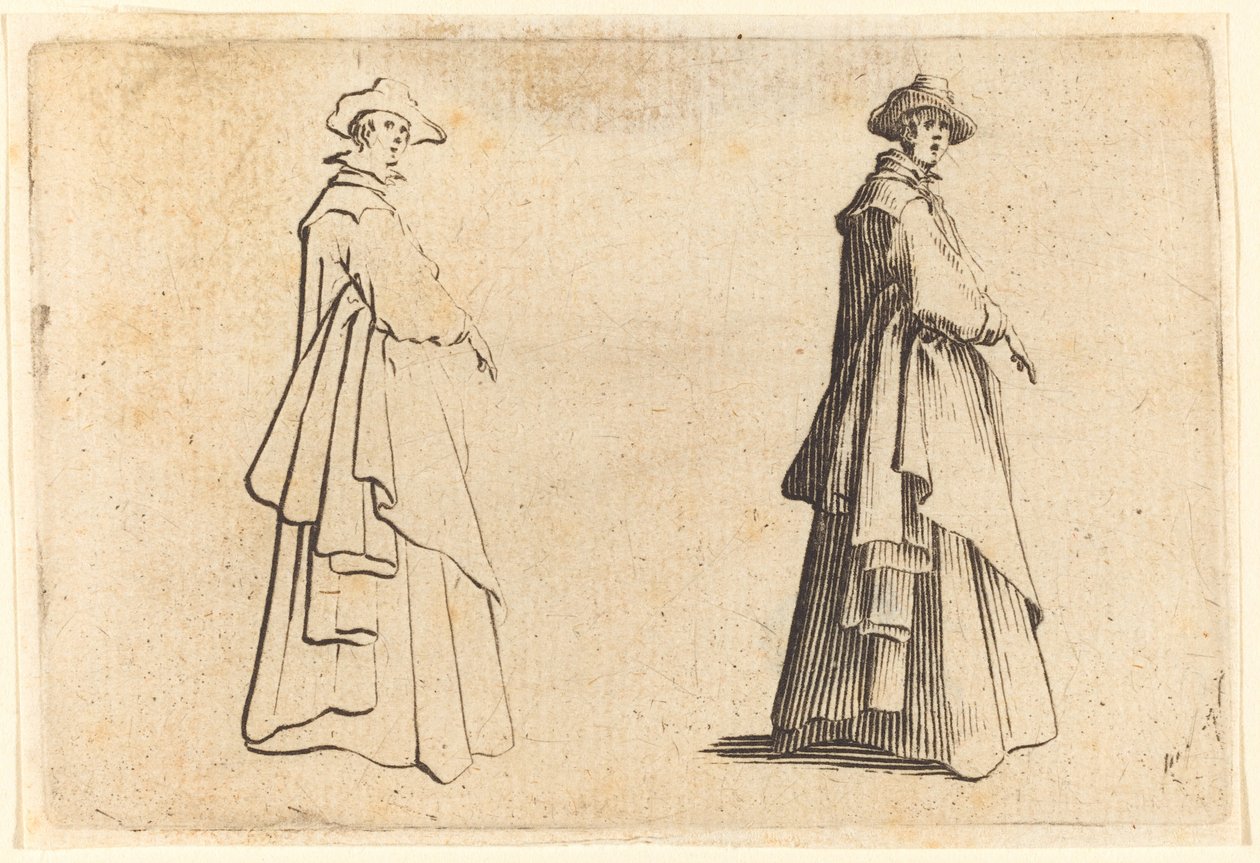 Senhora em um casaco grande de Jacques Callot